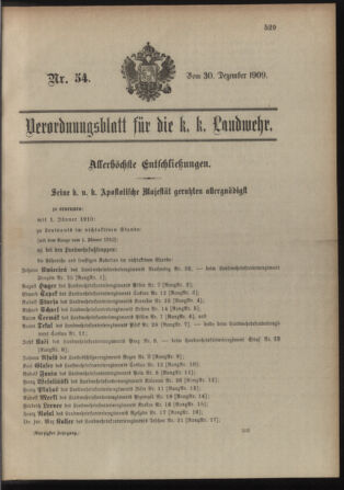 Verordnungsblatt für die Kaiserlich-Königliche Landwehr 19091230 Seite: 1