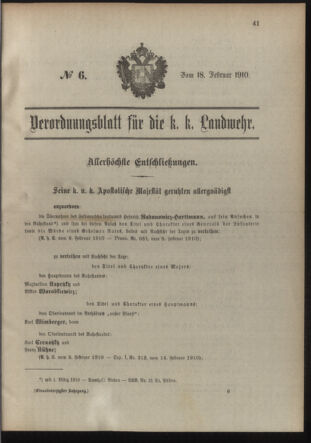 Verordnungsblatt für die Kaiserlich-Königliche Landwehr 19100218 Seite: 1