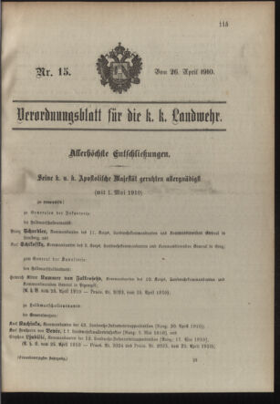 Verordnungsblatt für die Kaiserlich-Königliche Landwehr 19100426 Seite: 1