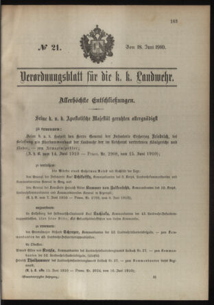 Verordnungsblatt für die Kaiserlich-Königliche Landwehr