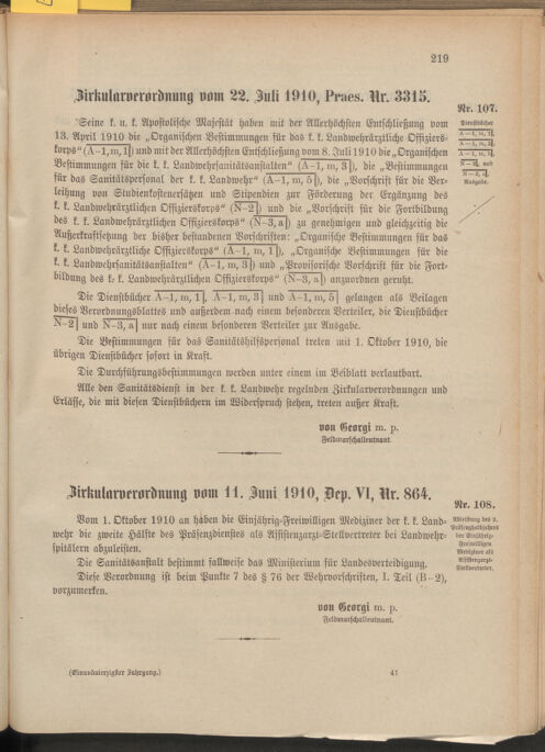 Verordnungsblatt für die Kaiserlich-Königliche Landwehr 19100728 Seite: 5