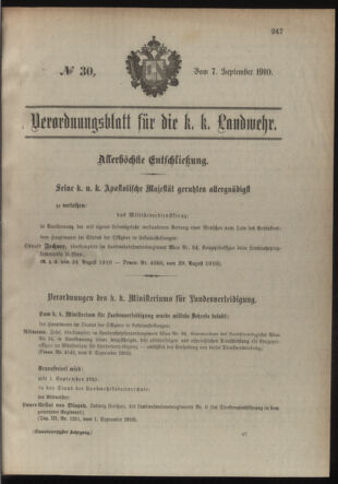 Verordnungsblatt für die Kaiserlich-Königliche Landwehr