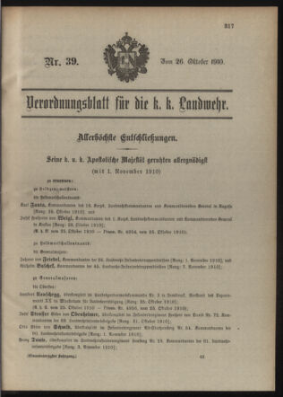 Verordnungsblatt für die Kaiserlich-Königliche Landwehr 19101026 Seite: 9