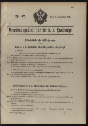 Verordnungsblatt für die Kaiserlich-Königliche Landwehr 19101118 Seite: 1