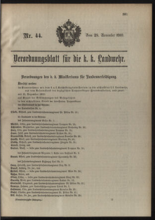 Verordnungsblatt für die Kaiserlich-Königliche Landwehr 19101128 Seite: 1