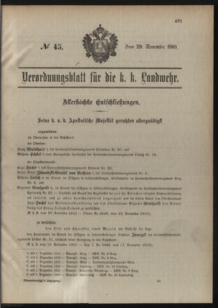 Verordnungsblatt für die Kaiserlich-Königliche Landwehr 19101129 Seite: 1