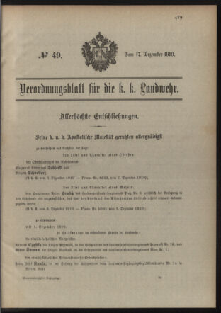 Verordnungsblatt für die Kaiserlich-Königliche Landwehr 19101217 Seite: 1