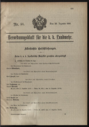 Verordnungsblatt für die Kaiserlich-Königliche Landwehr 19101229 Seite: 1