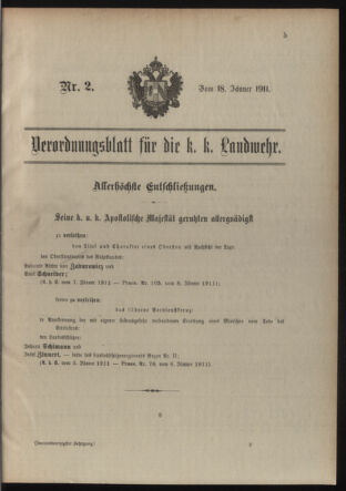 Verordnungsblatt für die Kaiserlich-Königliche Landwehr 19110118 Seite: 1