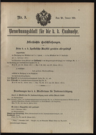 Verordnungsblatt für die Kaiserlich-Königliche Landwehr 19110128 Seite: 1