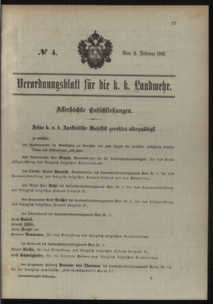 Verordnungsblatt für die Kaiserlich-Königliche Landwehr 19110208 Seite: 1