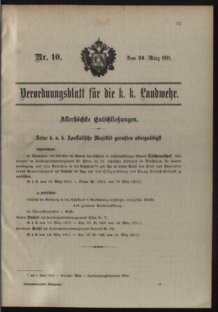 Verordnungsblatt für die Kaiserlich-Königliche Landwehr 19110324 Seite: 1