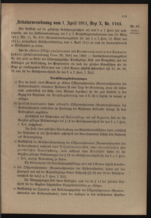 Verordnungsblatt für die Kaiserlich-Königliche Landwehr 19110408 Seite: 19