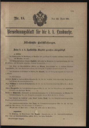 Verordnungsblatt für die Kaiserlich-Königliche Landwehr 19110422 Seite: 1