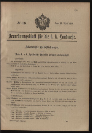 Verordnungsblatt für die Kaiserlich-Königliche Landwehr 19110427 Seite: 1