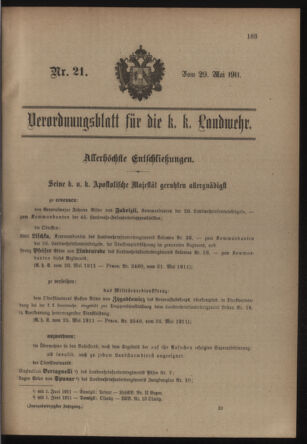 Verordnungsblatt für die Kaiserlich-Königliche Landwehr 19110529 Seite: 1