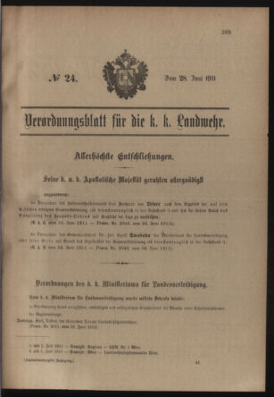 Verordnungsblatt für die Kaiserlich-Königliche Landwehr 19110628 Seite: 1