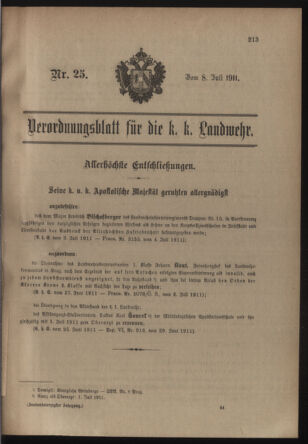 Verordnungsblatt für die Kaiserlich-Königliche Landwehr 19110708 Seite: 1