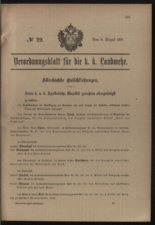 Verordnungsblatt für die Kaiserlich-Königliche Landwehr 19110809 Seite: 1