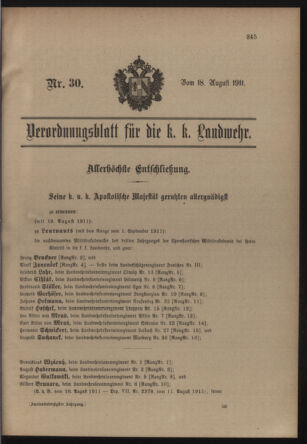 Verordnungsblatt für die Kaiserlich-Königliche Landwehr