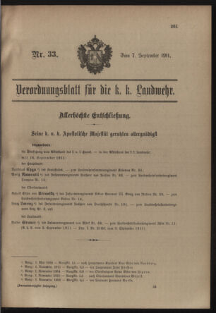 Verordnungsblatt für die Kaiserlich-Königliche Landwehr 19110907 Seite: 1