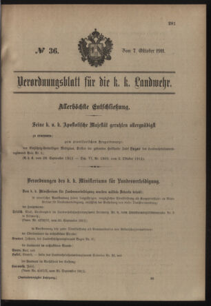 Verordnungsblatt für die Kaiserlich-Königliche Landwehr