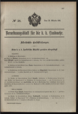 Verordnungsblatt für die Kaiserlich-Königliche Landwehr 19111021 Seite: 1