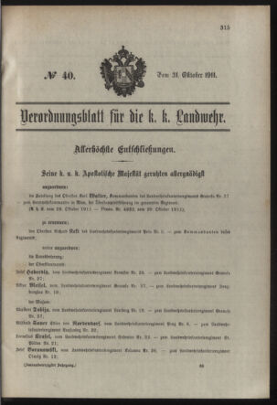 Verordnungsblatt für die Kaiserlich-Königliche Landwehr 19111031 Seite: 1