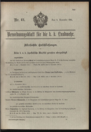 Verordnungsblatt für die Kaiserlich-Königliche Landwehr 19111108 Seite: 1