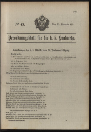 Verordnungsblatt für die Kaiserlich-Königliche Landwehr 19111123 Seite: 1