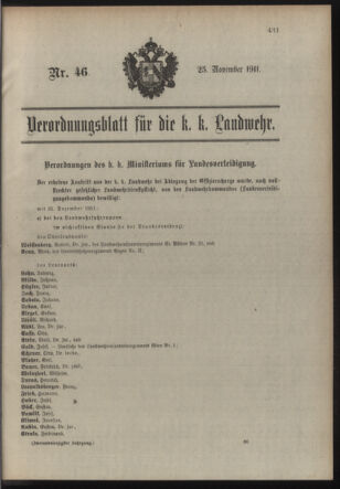 Verordnungsblatt für die Kaiserlich-Königliche Landwehr 19111125 Seite: 1