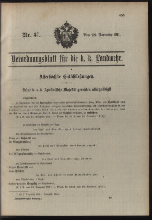 Verordnungsblatt für die Kaiserlich-Königliche Landwehr 19111128 Seite: 1