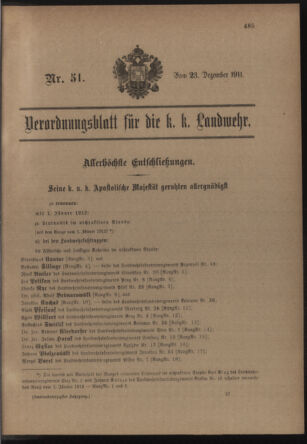 Verordnungsblatt für die Kaiserlich-Königliche Landwehr 19111223 Seite: 1