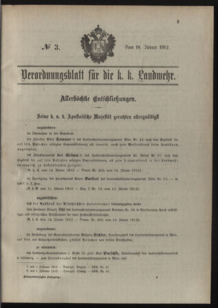 Verordnungsblatt für die Kaiserlich-Königliche Landwehr 19120118 Seite: 1