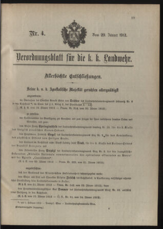 Verordnungsblatt für die Kaiserlich-Königliche Landwehr 19120129 Seite: 1