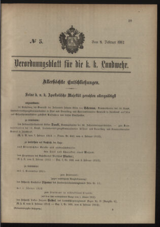 Verordnungsblatt für die Kaiserlich-Königliche Landwehr 19120208 Seite: 1