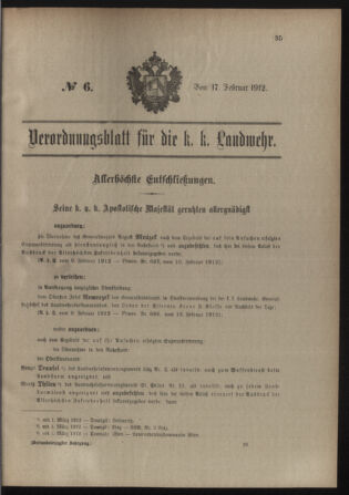 Verordnungsblatt für die Kaiserlich-Königliche Landwehr 19120217 Seite: 1