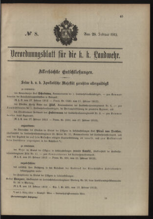 Verordnungsblatt für die Kaiserlich-Königliche Landwehr 19120228 Seite: 1