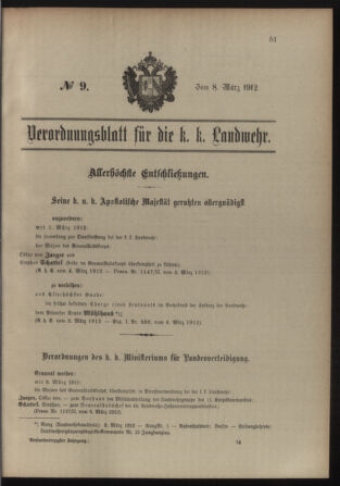 Verordnungsblatt für die Kaiserlich-Königliche Landwehr 19120308 Seite: 1