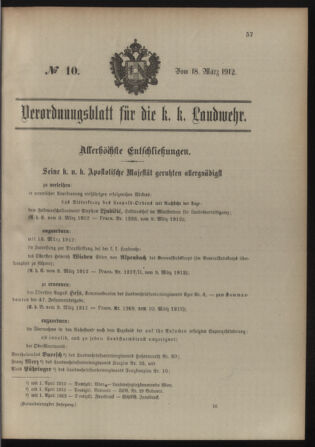 Verordnungsblatt für die Kaiserlich-Königliche Landwehr 19120318 Seite: 1