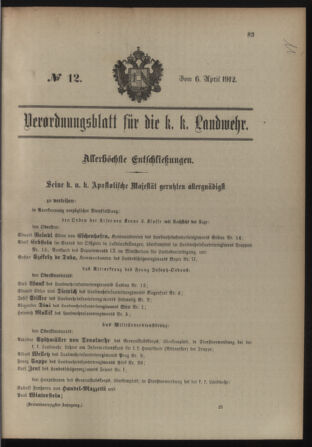 Verordnungsblatt für die Kaiserlich-Königliche Landwehr 19120406 Seite: 1