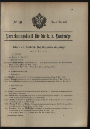 Verordnungsblatt für die Kaiserlich-Königliche Landwehr 19120501 Seite: 11