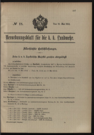 Verordnungsblatt für die Kaiserlich-Königliche Landwehr 19120518 Seite: 1