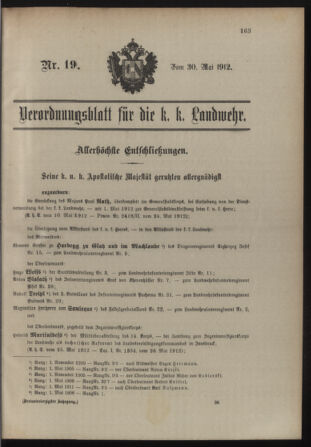 Verordnungsblatt für die Kaiserlich-Königliche Landwehr 19120530 Seite: 1