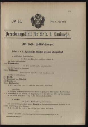 Verordnungsblatt für die Kaiserlich-Königliche Landwehr 19120608 Seite: 1