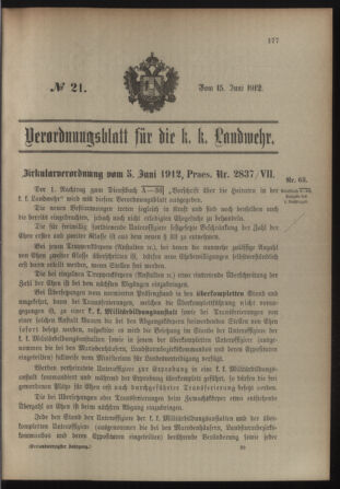 Verordnungsblatt für die Kaiserlich-Königliche Landwehr