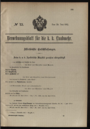 Verordnungsblatt für die Kaiserlich-Königliche Landwehr 19120628 Seite: 1