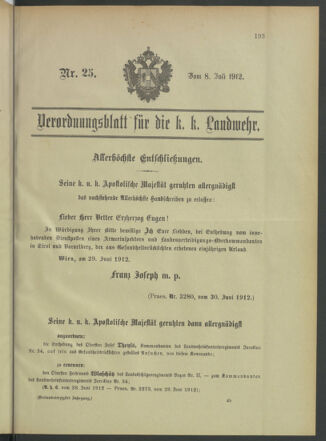 Verordnungsblatt für die Kaiserlich-Königliche Landwehr 19120702 Seite: 43