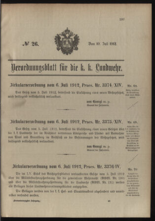 Verordnungsblatt für die Kaiserlich-Königliche Landwehr 19120710 Seite: 1