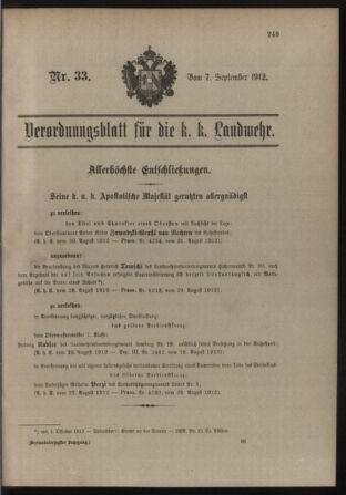 Verordnungsblatt für die Kaiserlich-Königliche Landwehr 19120907 Seite: 1